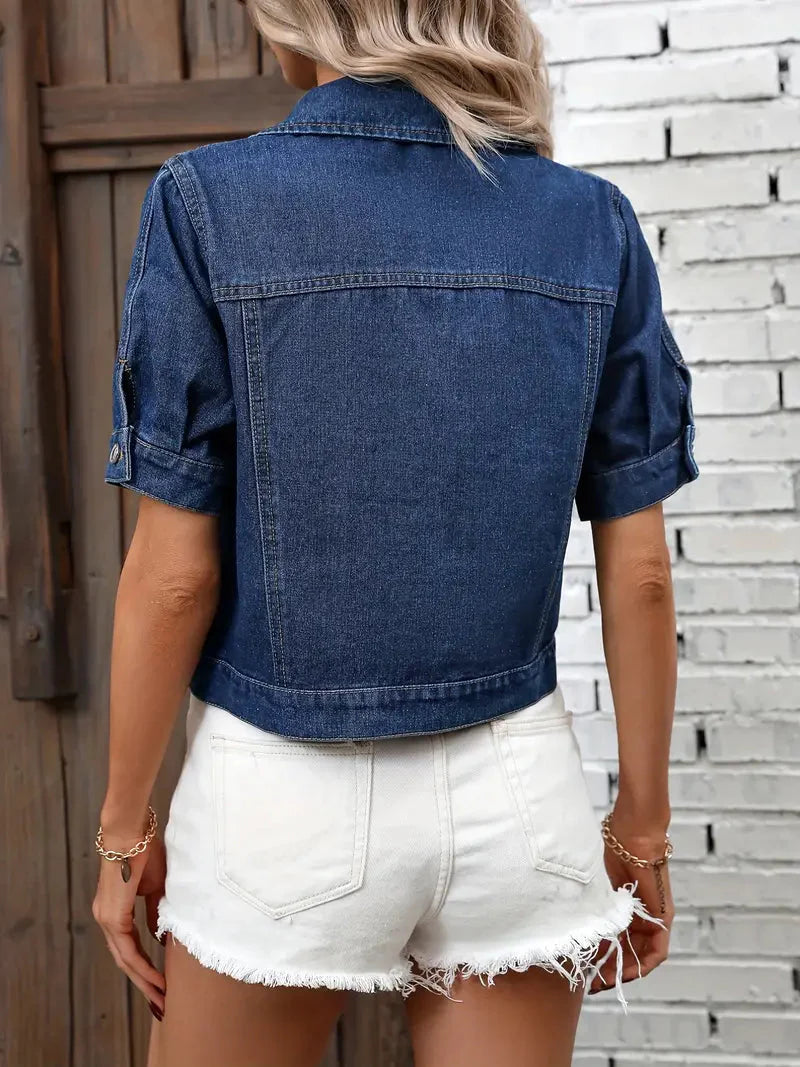 Sabrine Denimjacka | Dam Kortärmad skjorta i jeanstyg