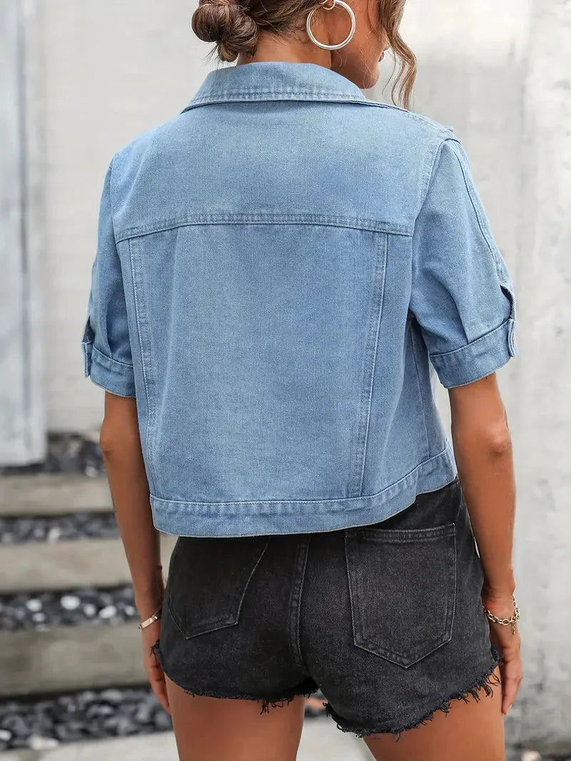 Sabrine Denimjacka | Dam Kortärmad skjorta i jeanstyg