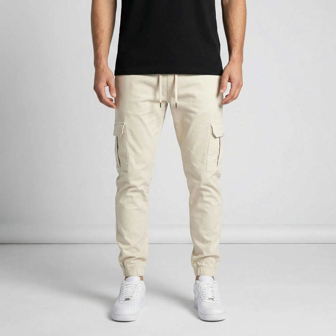Smal cargo-jogger med skurna detaljer - Lasse