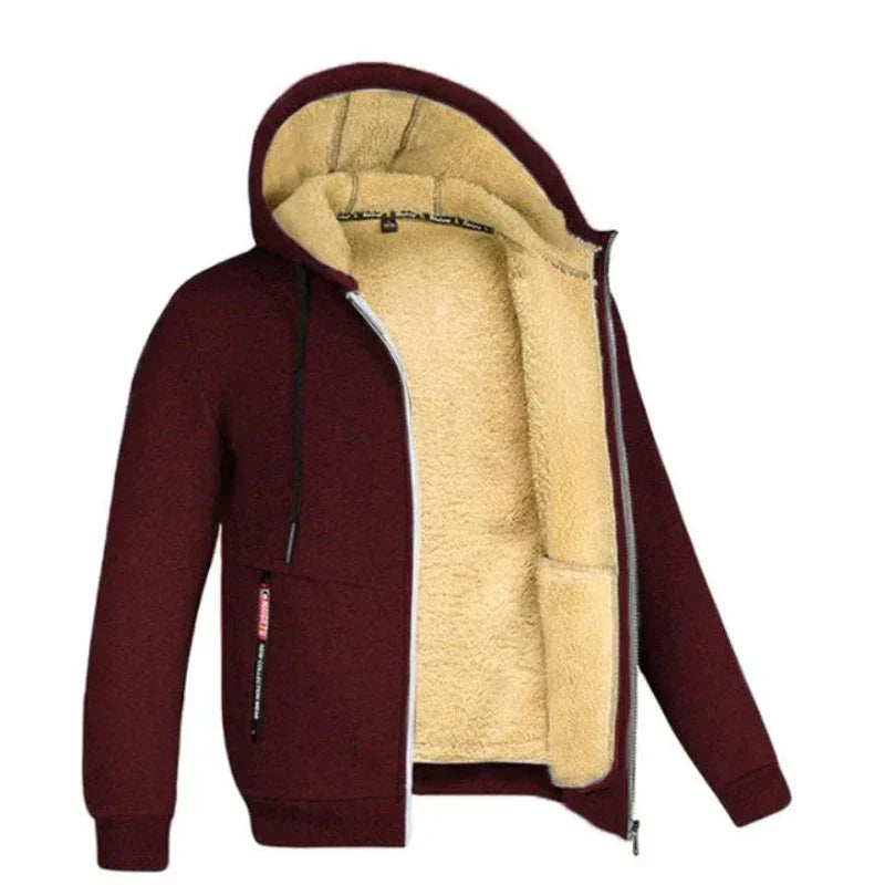 Sherpa Fleece Hoodie | Varm | Dragkedja | Vinter Hoodie | Hoodie Jacka