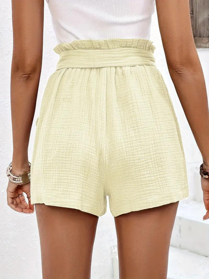 Shorts med hög midja - bomull - fickor - linneshorts - sommarkläder