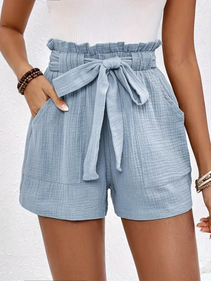 Shorts med hög midja - bomull - fickor - linneshorts - sommarkläder