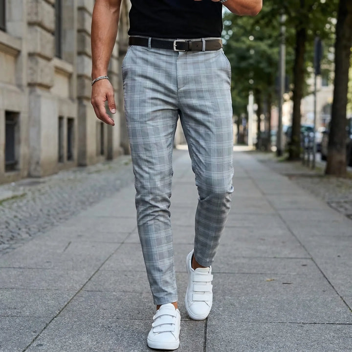 Slim fit ankellånga rutiga byxor – Cornelius