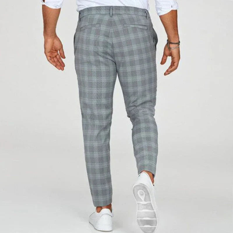 Slim fit ankellånga rutiga byxor – Cornelius
