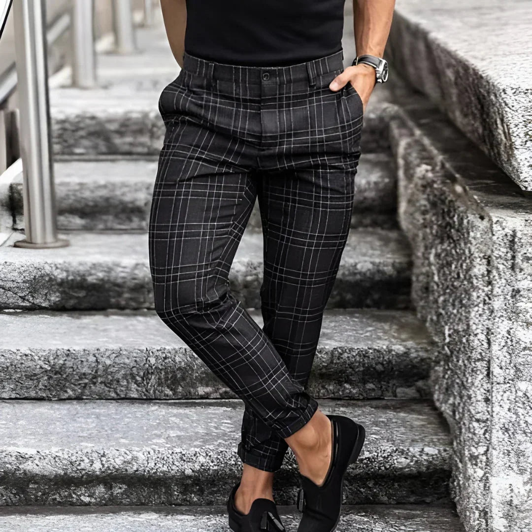 Slim fit ankellånga rutiga byxor – Cornelius