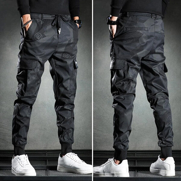 Män Slim-Fit Chinobyxor Svart Figurnära