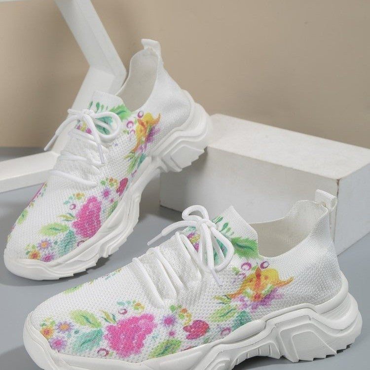 Slip-On Sneakers - Blommor - Walking - Mesh Sneakers - Träningsskor för kvinnor