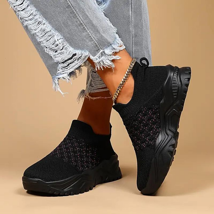 Slip On Sneakers, Stickade, Andningsbara, Ortopediska skor, Damskor