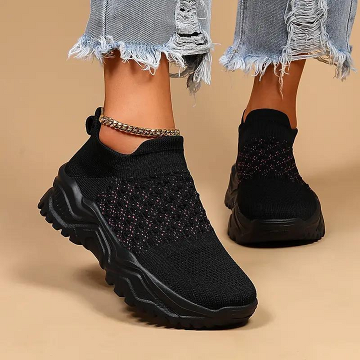 Slip On Sneakers, Stickade, Andningsbara, Ortopediska skor, Damskor
