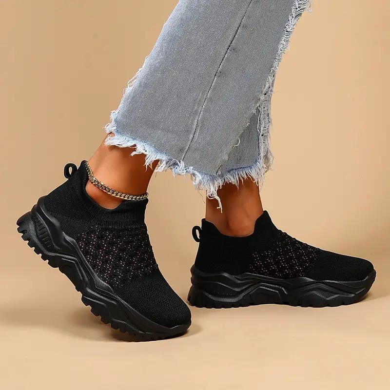 Slip On Sneakers, Stickade, Andningsbara, Ortopediska skor, Damskor