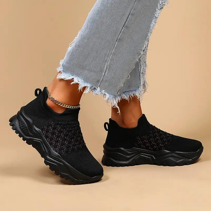 Slip On Sneakers, Stickade, Andningsbara, Ortopediska skor, Damskor