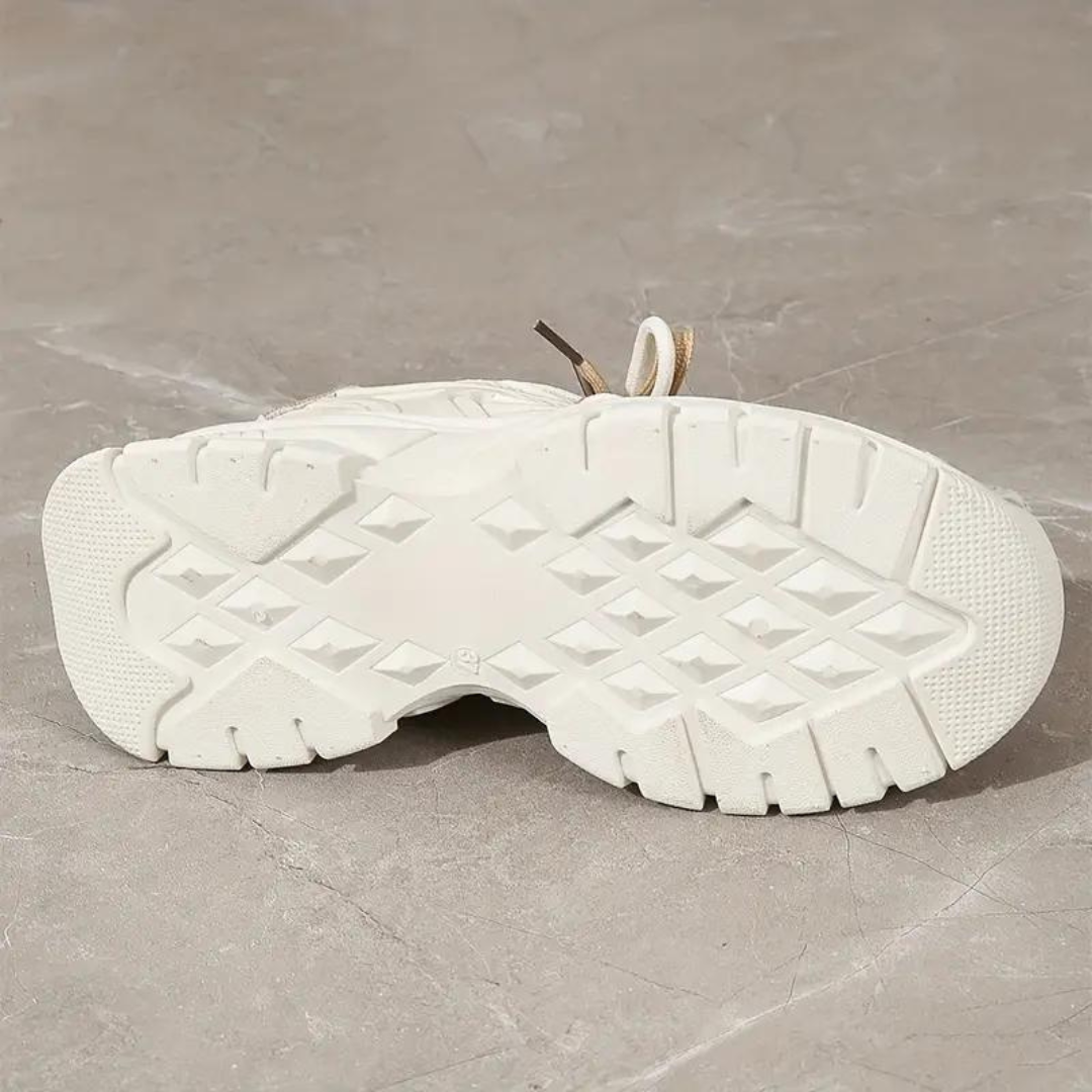 Sneakers med plattform - Snörning - Ortopediska - Vita Sneakers - Sneakers för Kvinnor