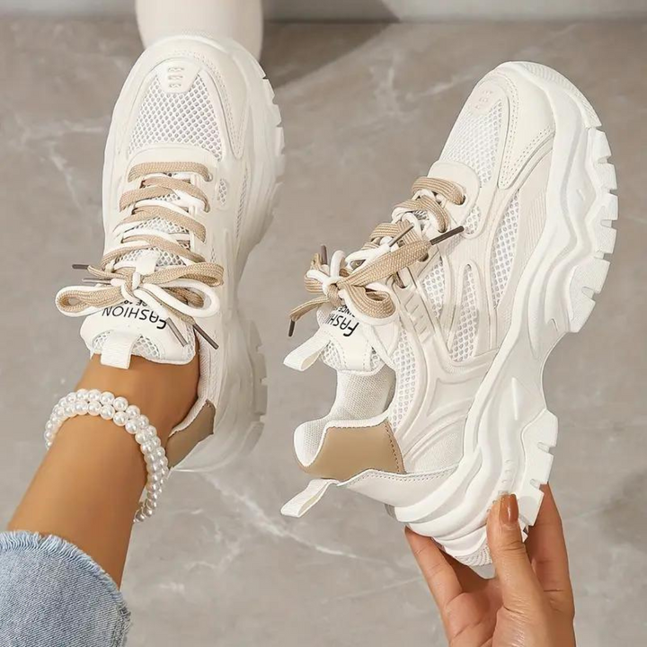 Sneakers med plattform - Snörning - Ortopediska - Vita Sneakers - Sneakers för Kvinnor