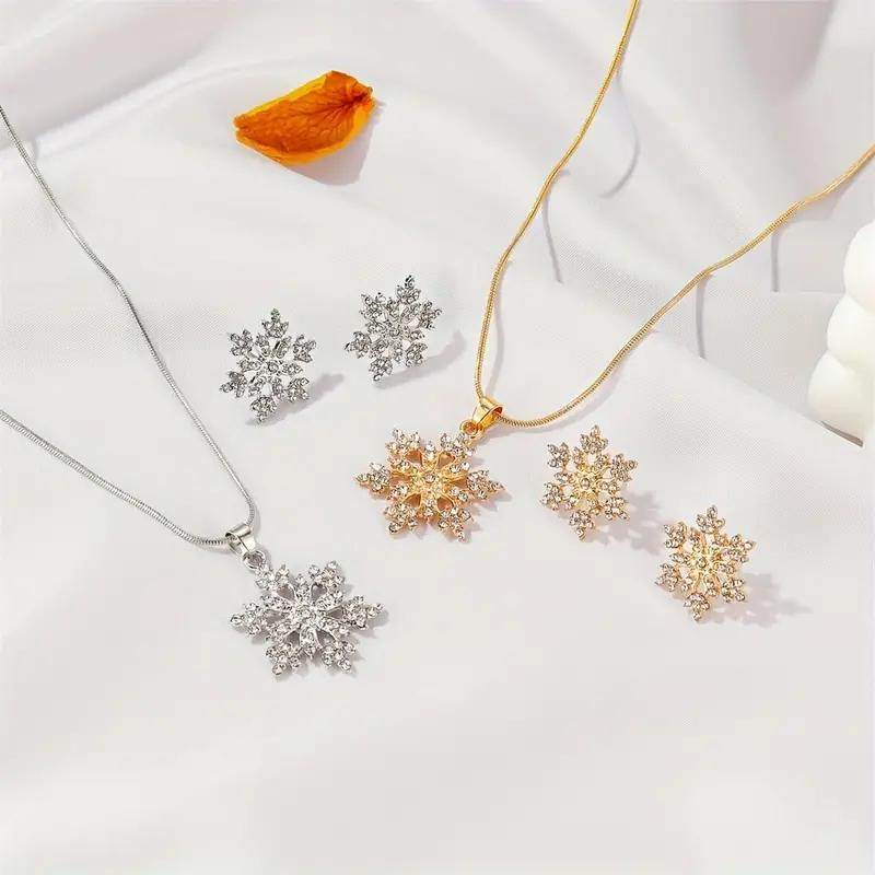 Snöflinga smyckesuppsättning | Vackert set med örhängen och halsband för kvinnor