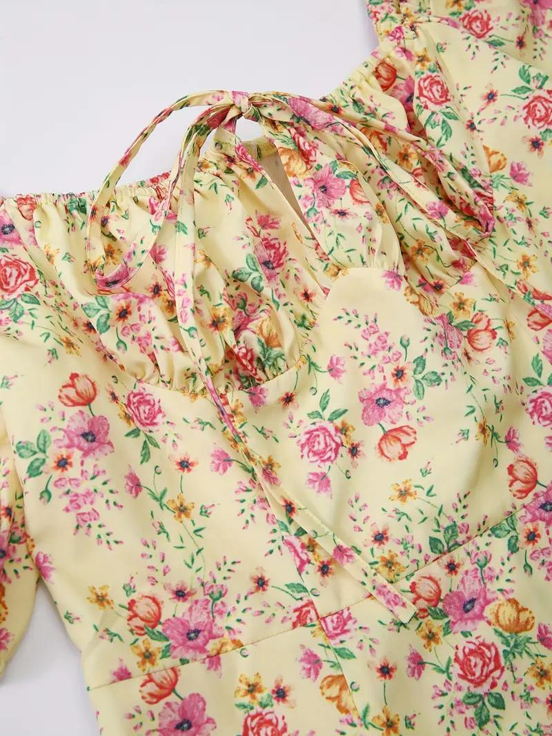 Solklänning - Blommig - Puffärm - Sommarklänning - Maxiklänning
