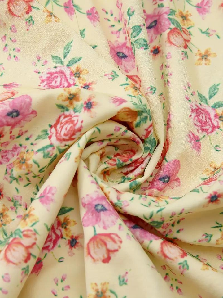 Solklänning - Blommig - Puffärm - Sommarklänning - Maxiklänning