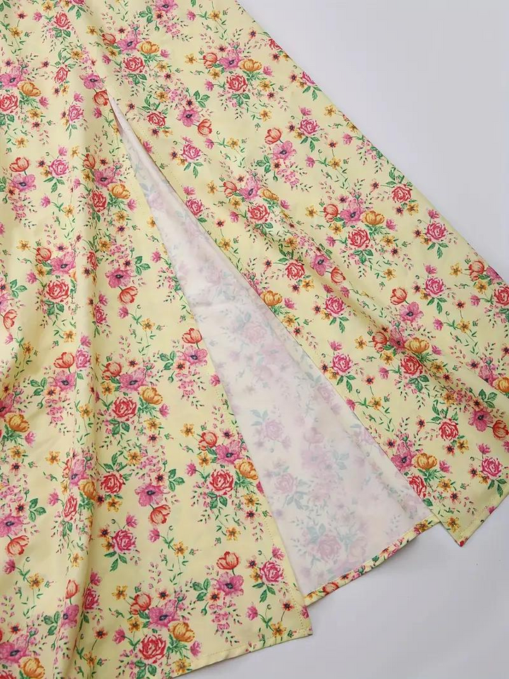 Solklänning - Blommig - Puffärm - Sommarklänning - Maxiklänning