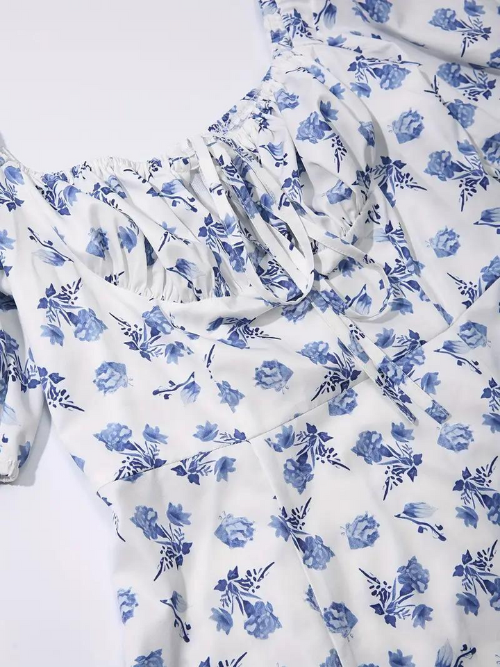 Solklänning - Blommig - Puffärm - Sommarklänning - Maxiklänning