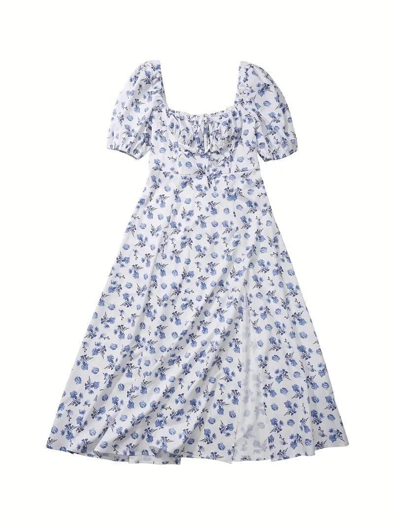 Solklänning - Blommig - Puffärm - Sommarklänning - Maxiklänning