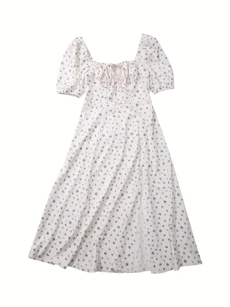 Solklänning - Blommig - Puffärm - Sommarklänning - Maxiklänning