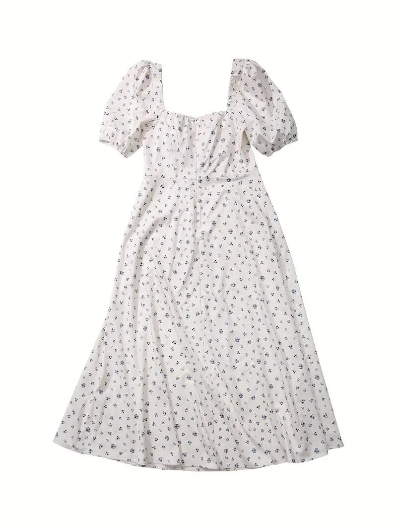 Solklänning - Blommig - Puffärm - Sommarklänning - Maxiklänning