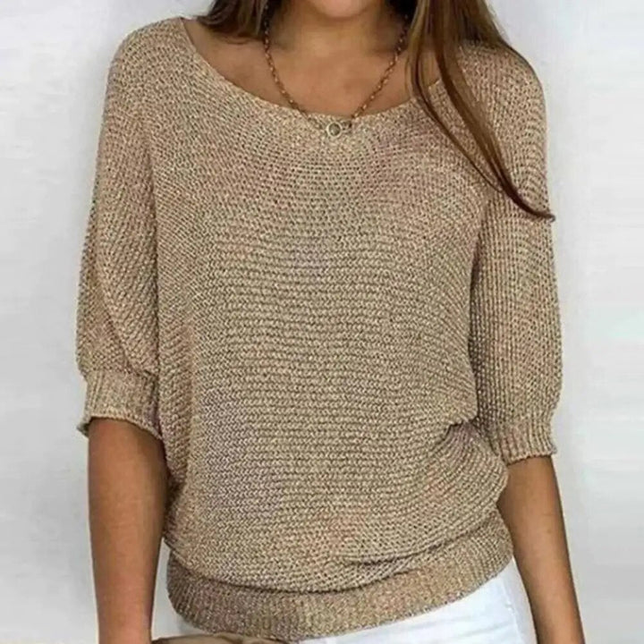 Sommarjumper – Båthals – Halvlånga Ärmar – Stickad Blus – Damkläder