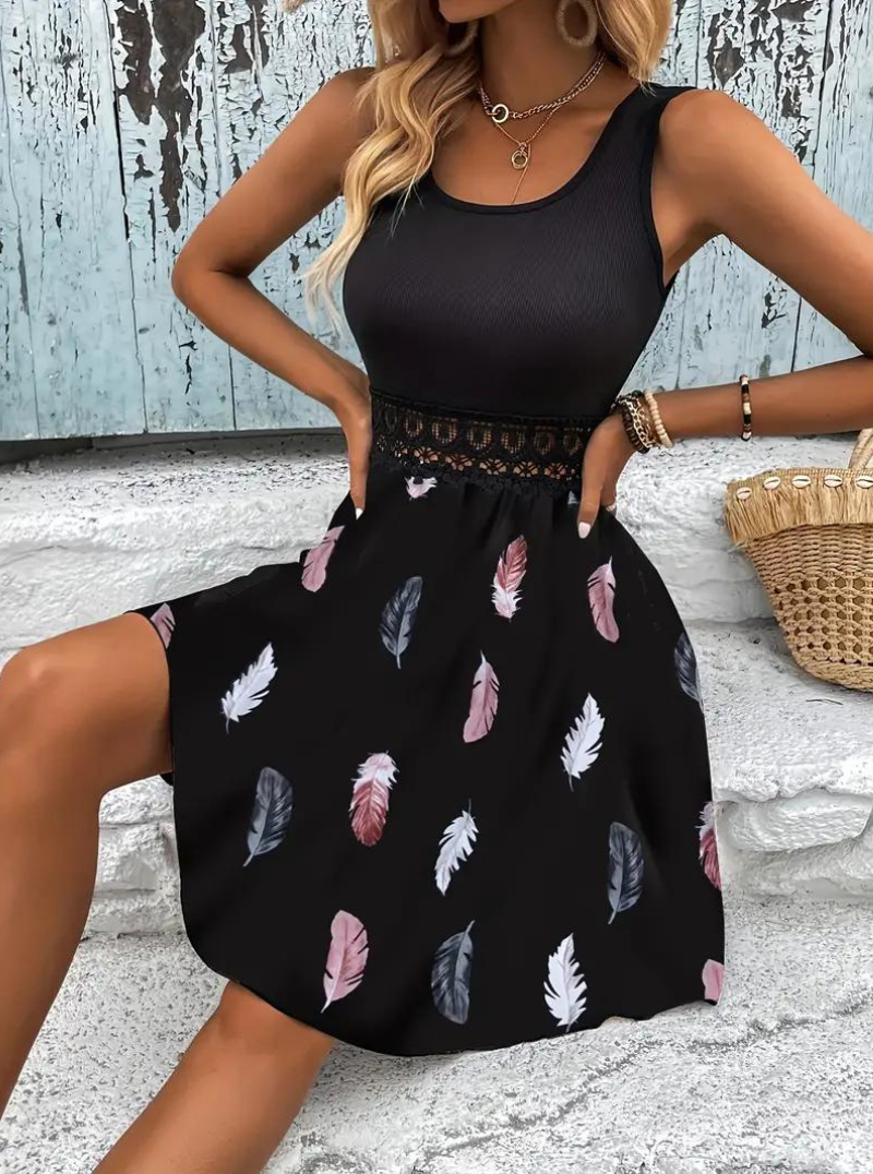 Sommarklänning - Ärmlös - Tryckt - Kort klänning - Sundress