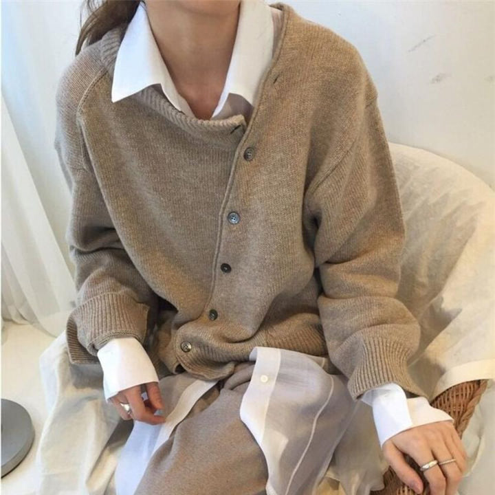 Stickad Cardigan - Knäppt - Oversized - Cashmere Cardigan - Damkläder