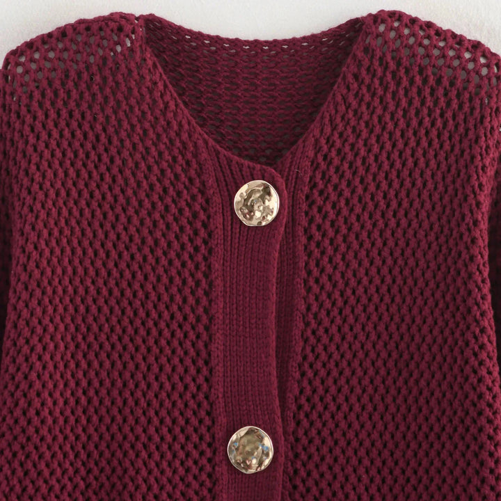 Stickad Cardigan - Varm - Fickor - Knäppbar cardigan - Damkläder