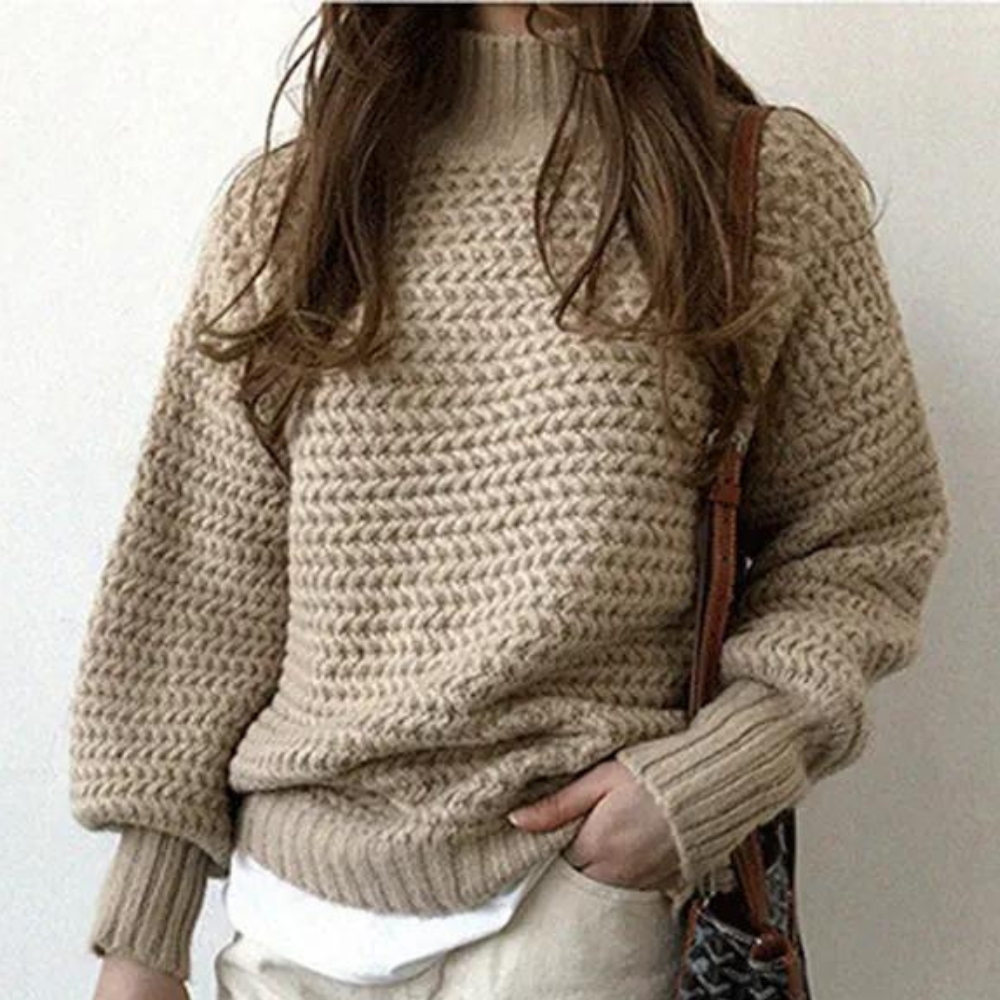 Stickad Tröja - Loose Fit Chunky Turtleneck-tröja för kvinnor för vintern
