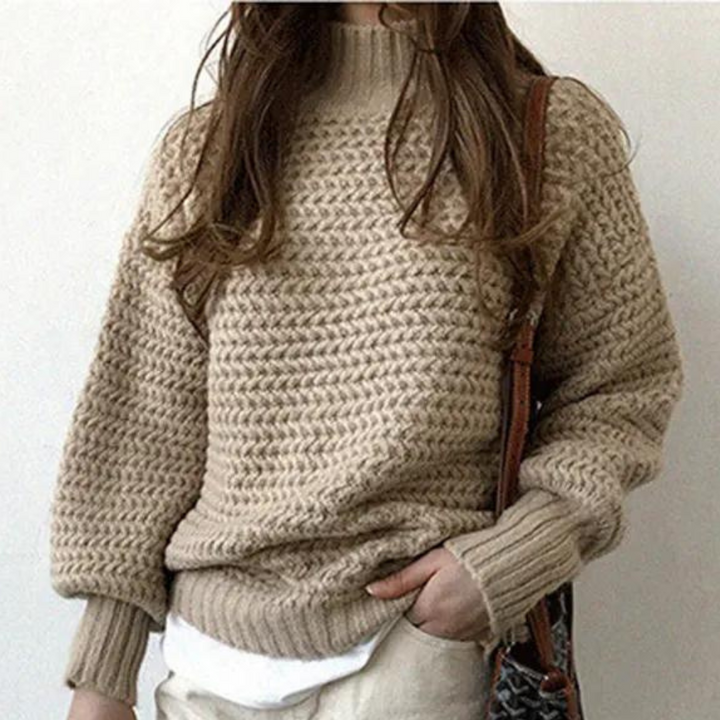 Stickad Tröja - Loose Fit Chunky Turtleneck-tröja för kvinnor för vintern