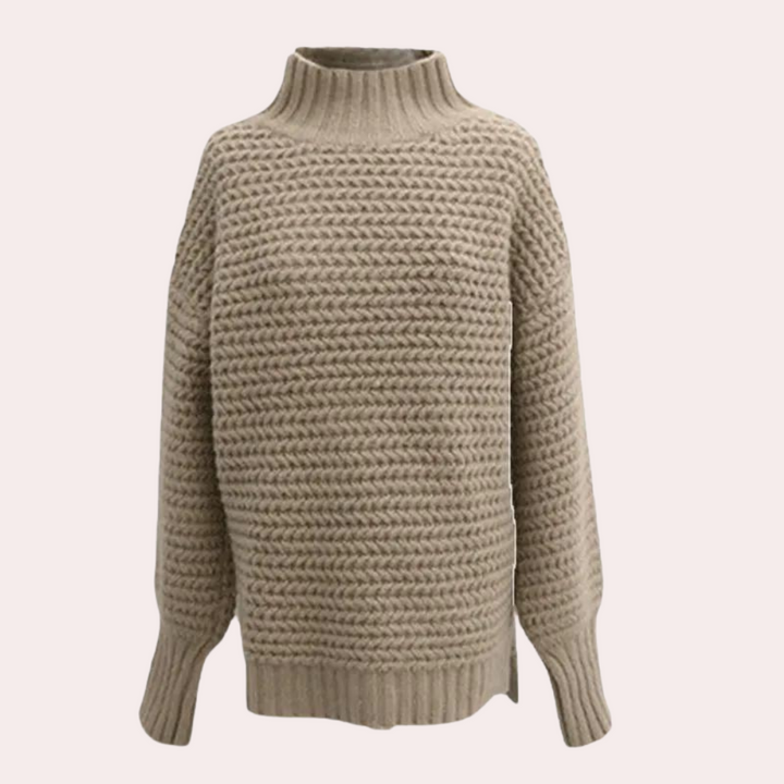 Stickad Tröja - Loose Fit Chunky Turtleneck-tröja för kvinnor för vintern