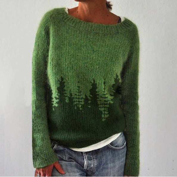 Dam Retro Pullover i Klassisk Stickad Design