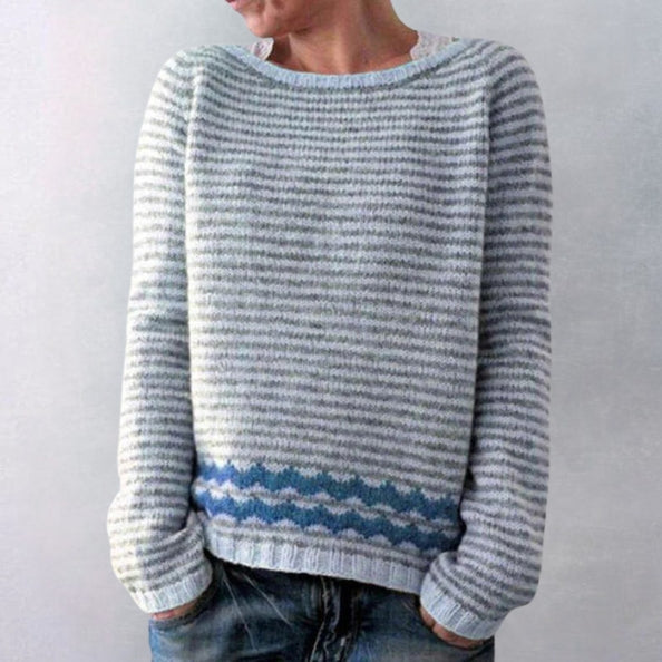 Dam Retro Pullover i Klassisk Stickad Design