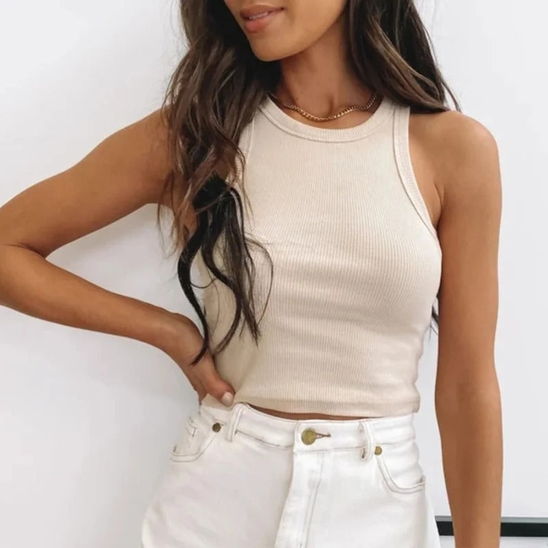 Stickad Crop Top för Kvinnor med Tidlös Elegans