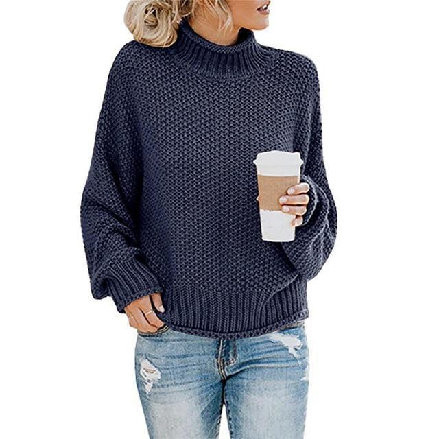 Kvinnors Stickad Högkvalitativ Pullover i Eleganta Färger
