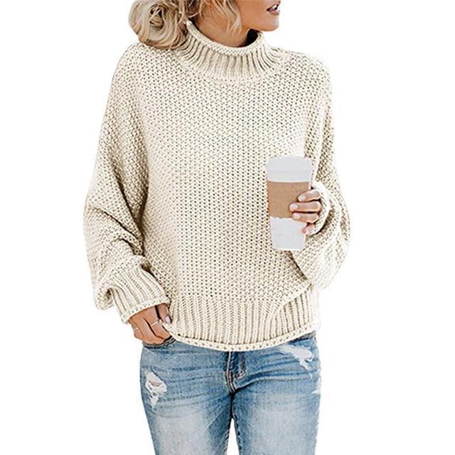 Kvinnors Stickad Högkvalitativ Pullover i Eleganta Färger
