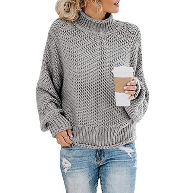 Kvinnors Stickad Högkvalitativ Pullover i Eleganta Färger