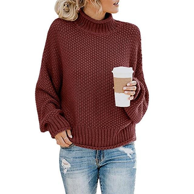 Kvinnors Stickad Högkvalitativ Pullover i Eleganta Färger
