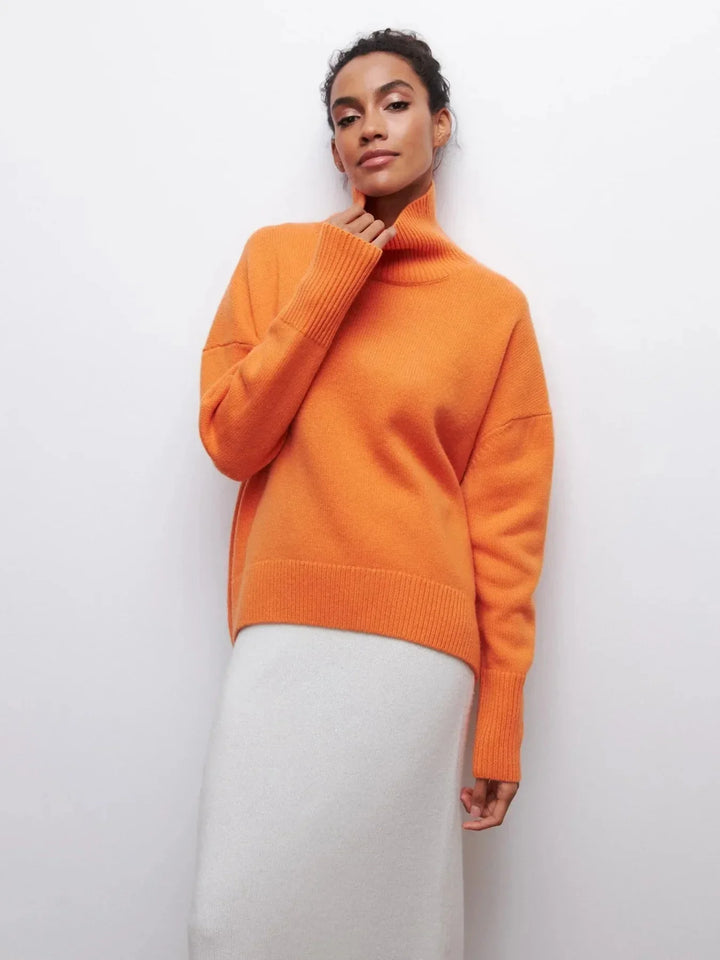 Stickad sköldpaddshals - Oversized - Loose Fit - Sköldpaddshalsad tröja - Damtröjor