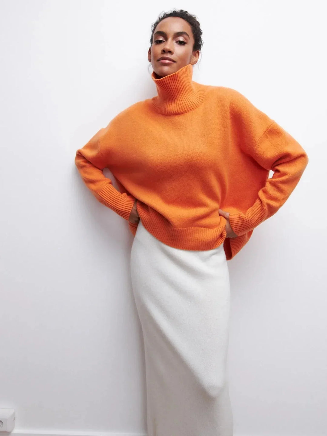 Stickad sköldpaddshals - Oversized - Loose Fit - Sköldpaddshalsad tröja - Damtröjor