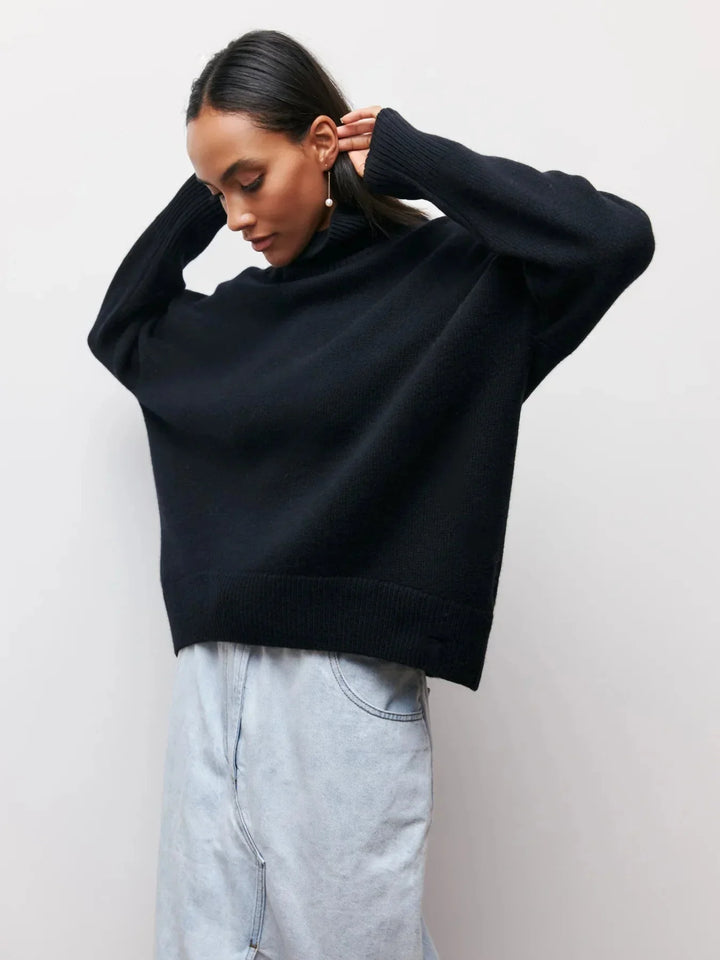 Stickad sköldpaddshals - Oversized - Loose Fit - Sköldpaddshalsad tröja - Damtröjor
