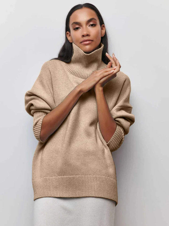 Stickad sköldpaddshals - Oversized - Loose Fit - Sköldpaddshalsad tröja - Damtröjor