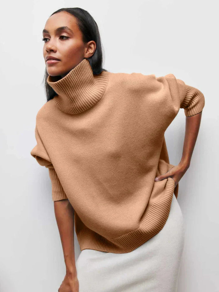 Stickad sköldpaddshals - Oversized - Loose Fit - Sköldpaddshalsad tröja - Damtröjor
