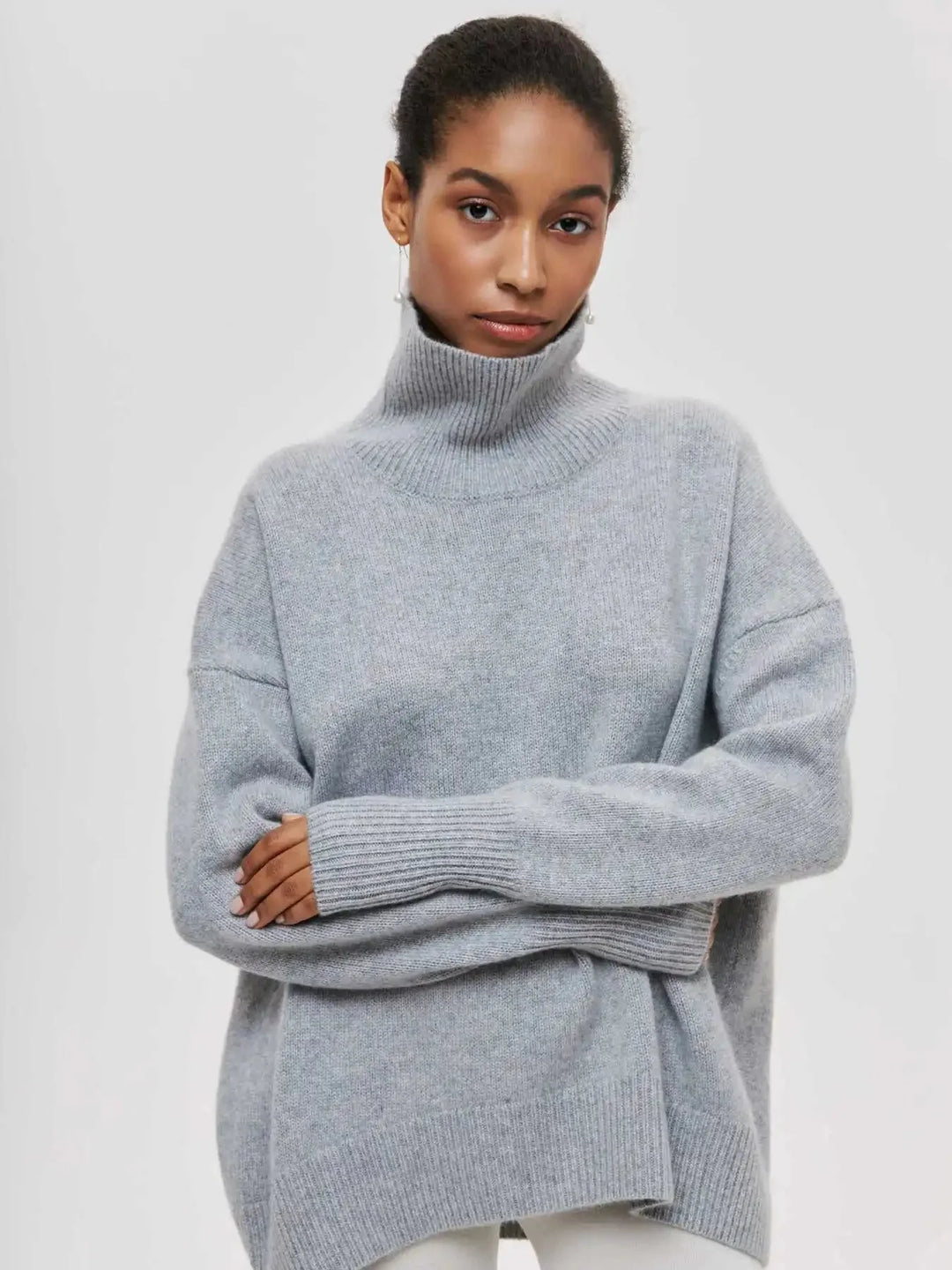 Stickad sköldpaddshals - Oversized - Loose Fit - Sköldpaddshalsad tröja - Damtröjor