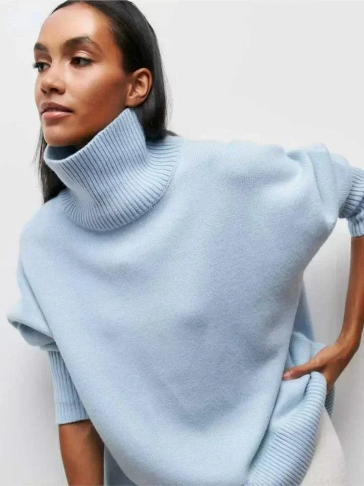 Stickad sköldpaddshals - Oversized - Loose Fit - Sköldpaddshalsad tröja - Damtröjor
