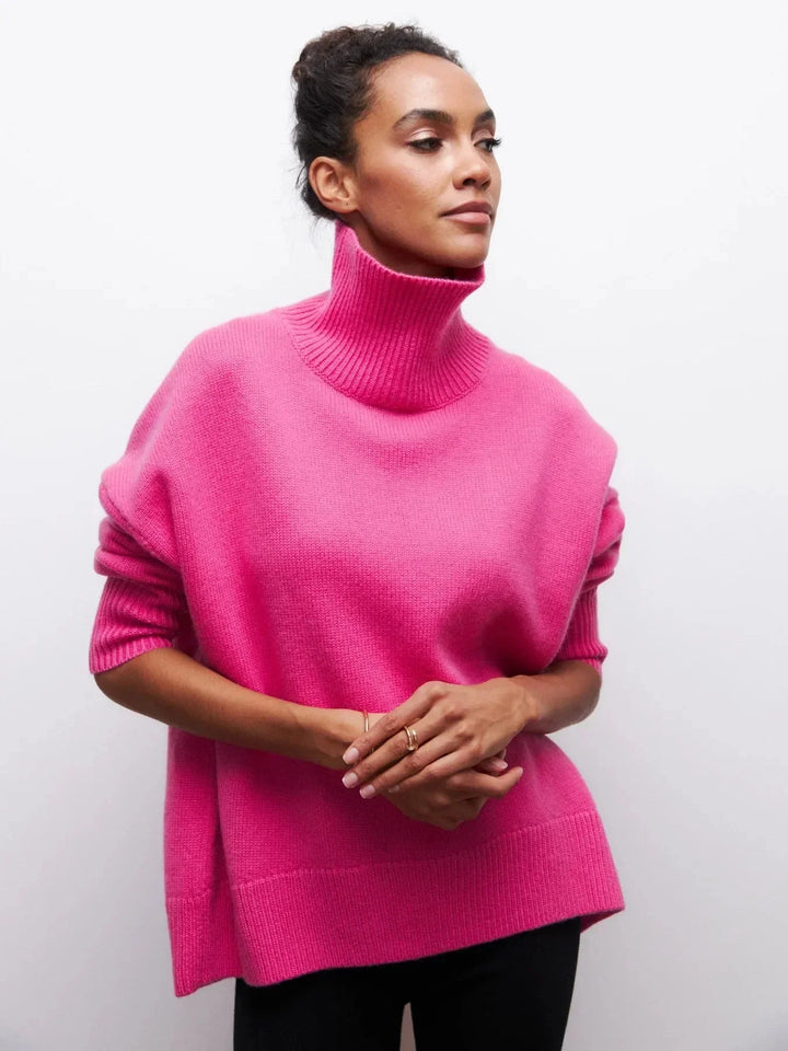 Stickad sköldpaddshals - Oversized - Loose Fit - Sköldpaddshalsad tröja - Damtröjor