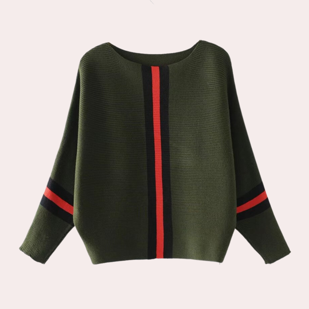 Stickad tröja - Boat Neck - Loose Fit - Vinterkläder - Damtröja