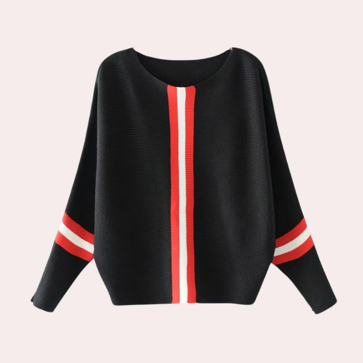 Stickad tröja - Boat Neck - Loose Fit - Vinterkläder - Damtröja