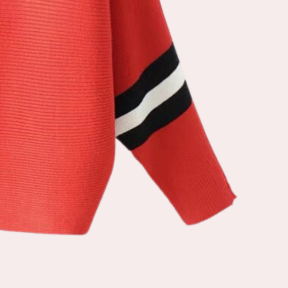 Stickad tröja - Boat Neck - Loose Fit - Vinterkläder - Damtröja